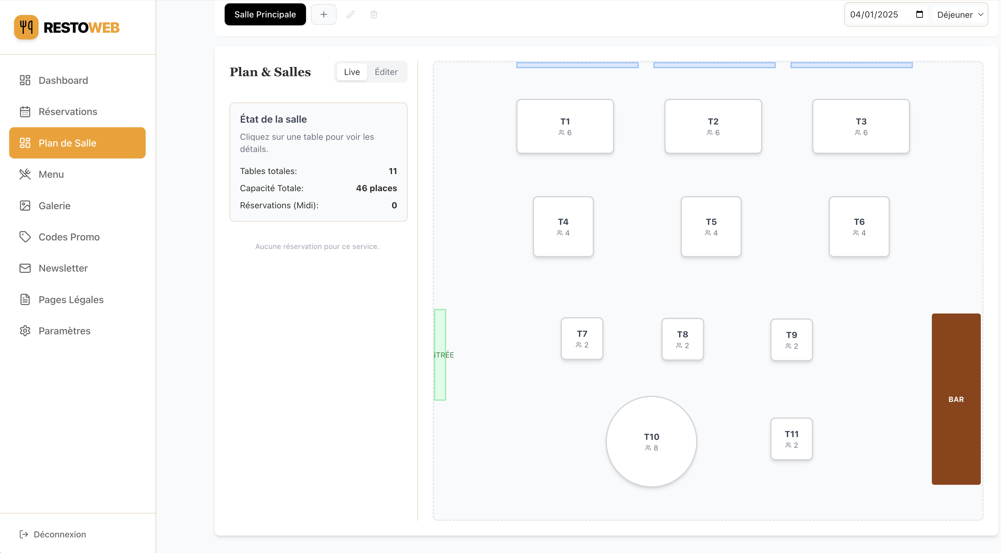 Backoffice gestion salles